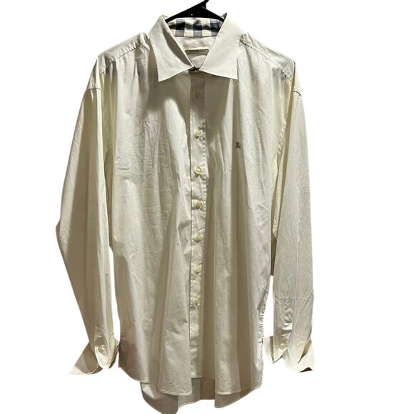 Burberry Brit Men’s Cream Long Sleeve Button Shirt xxl Nova Check Collar Cuff - Picture 1 of 8